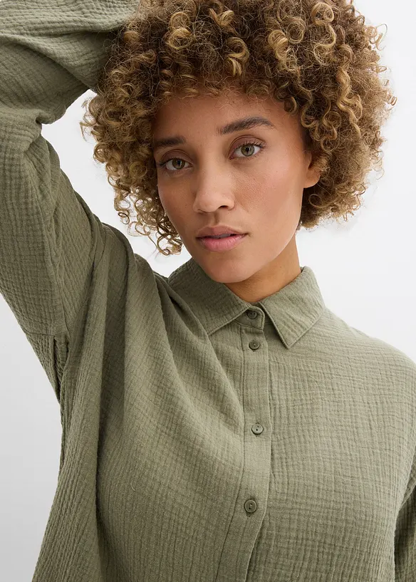 Oversize Musselin-Longbluse, bonprix