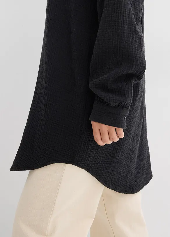 Oversize Musselin-Longbluse, bonprix