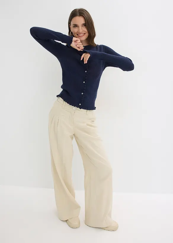 Ajour-Strickjacke aus Baumwoll-Mix, bonprix