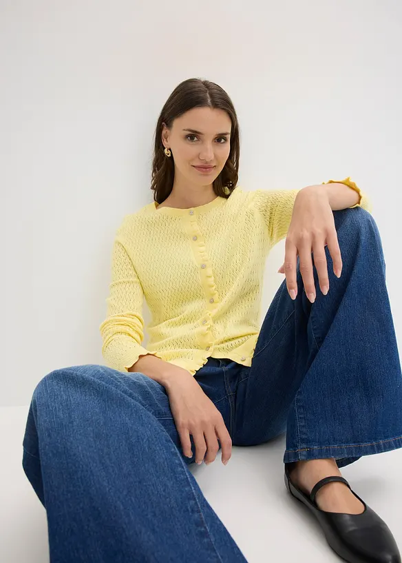 Gilet en maille ajour&eacute;e, bonprix