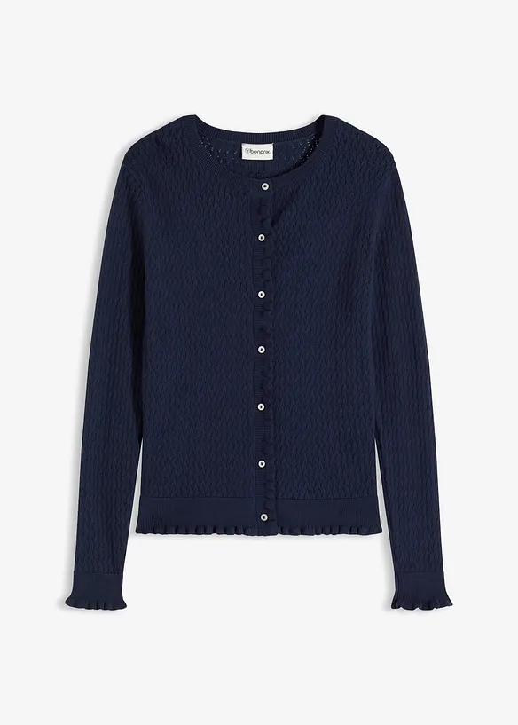 Ajour-Strickjacke aus Baumwoll-Mix, bonprix