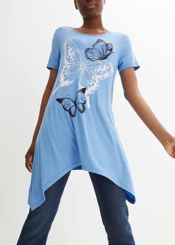 Longshirt mit Zipfel und Schmetterlingsmuster, bonprix