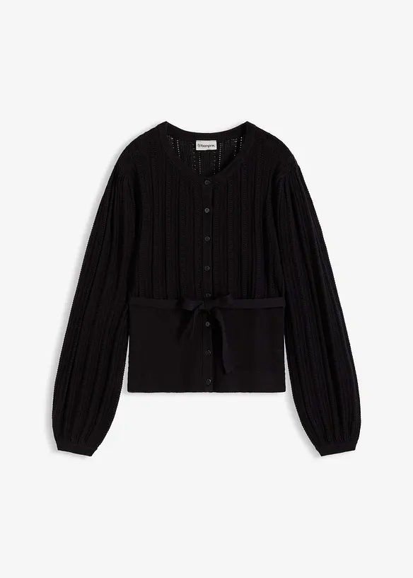 Ajour-Pullover in Baumwoll-Mix, bonprix