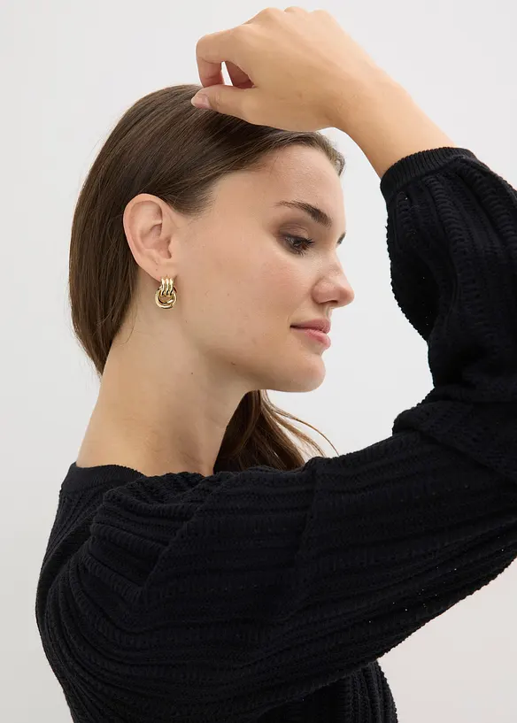 Ajour-Pullover in Baumwoll-Mix, bonprix