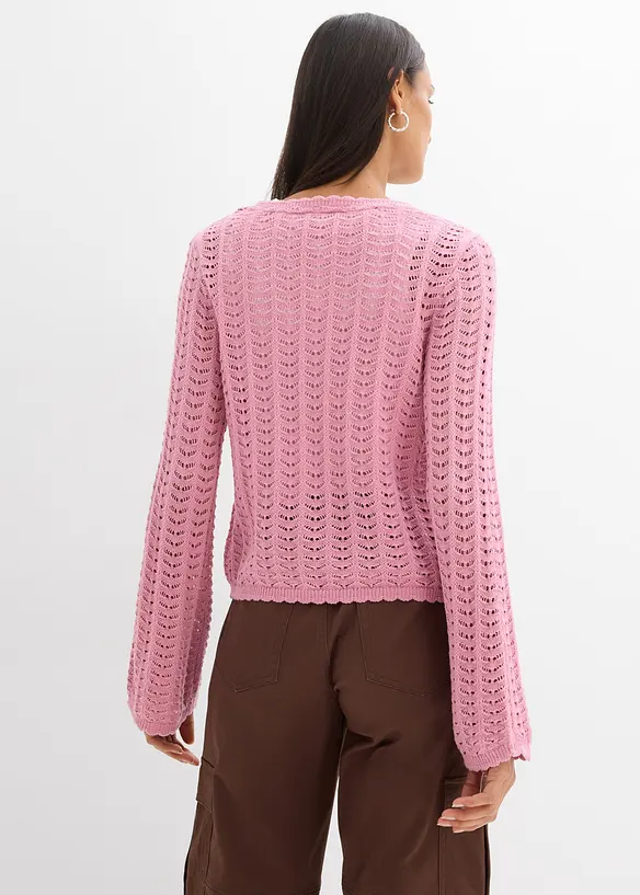 Strickjacke mit Lochmuster, bonprix