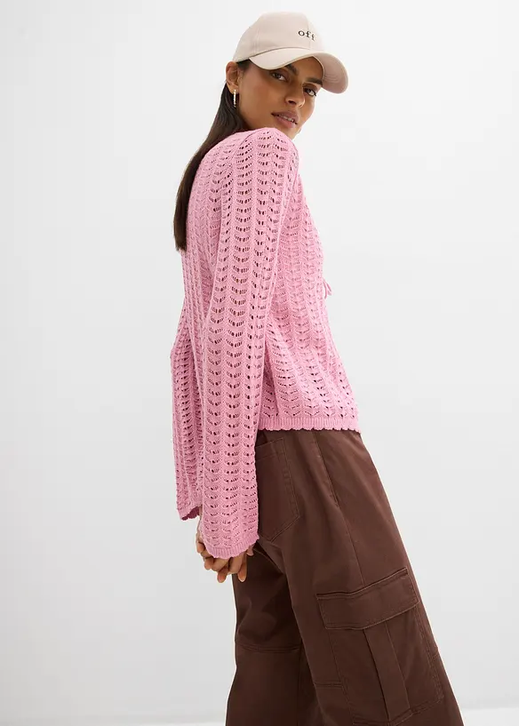 Strickjacke mit Lochmuster, bonprix