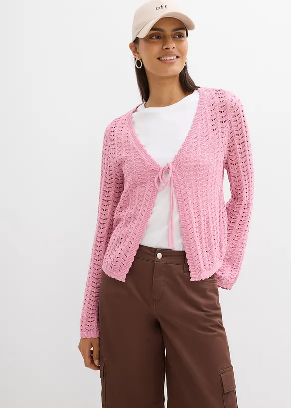 Strickjacke mit Lochmuster, bonprix