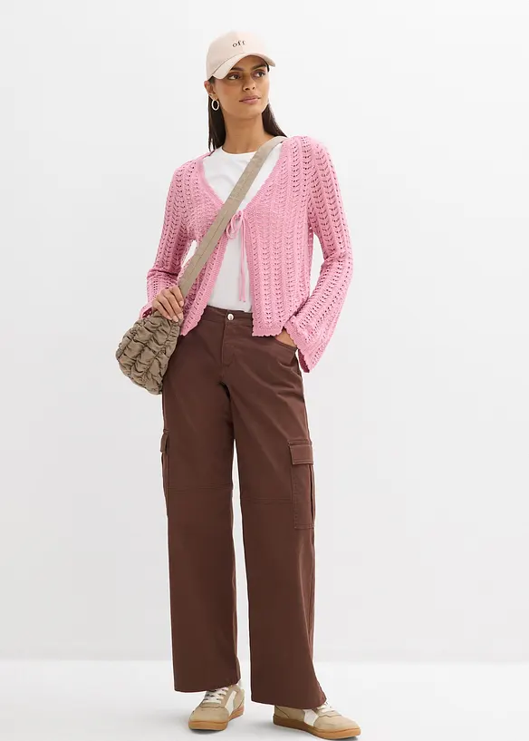 Strickjacke mit Lochmuster, bonprix