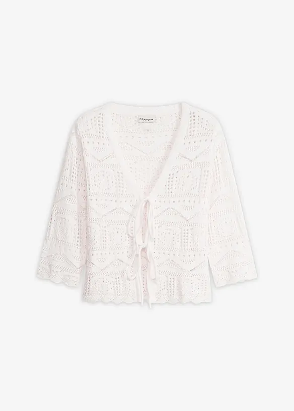 Gilet en maille ajour&eacute;e &agrave; nouer, bonprix