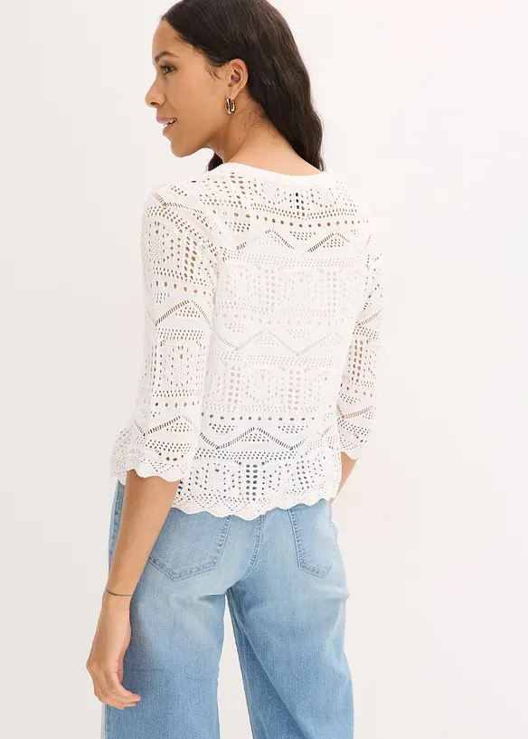 Gilet en maille ajour&eacute;e &agrave; nouer, bonprix