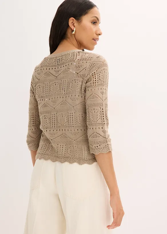 Ajour-Strickjacke zum Binden, bonprix