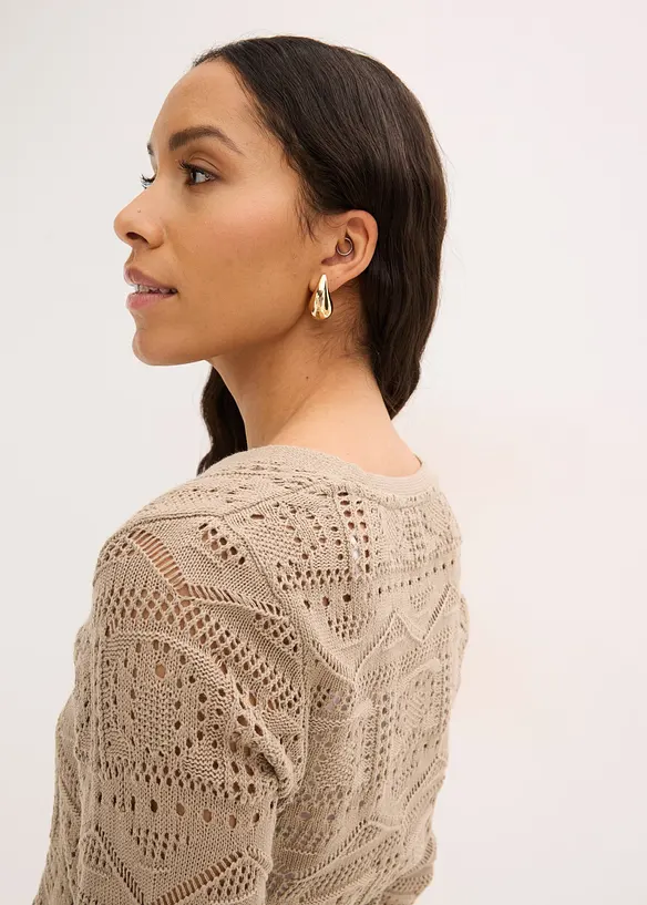 Ajour-Strickjacke zum Binden, bonprix