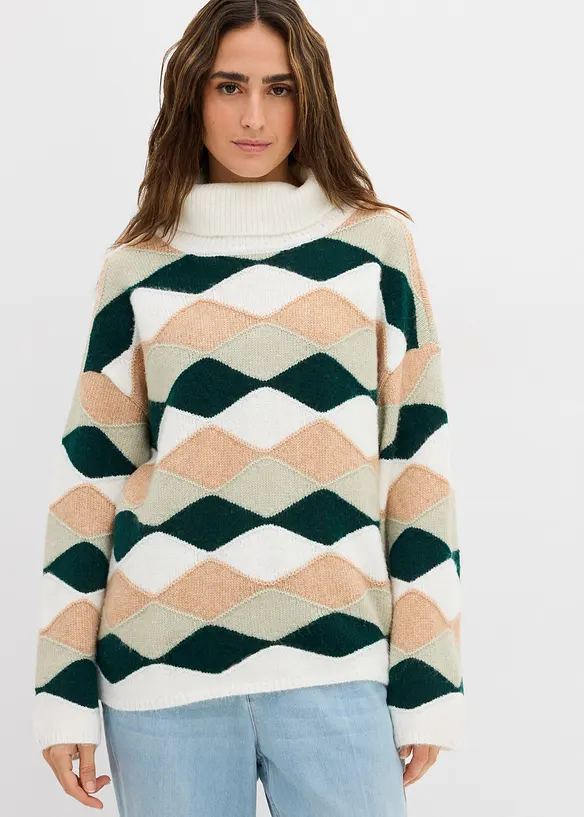 Rollkragenpullover mit Muster, bonprix