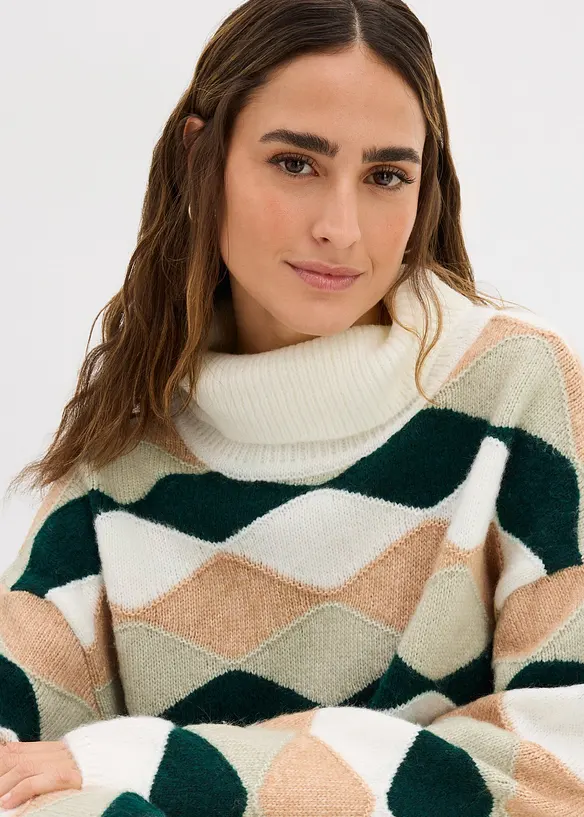 Rollkragenpullover mit Muster, bonprix