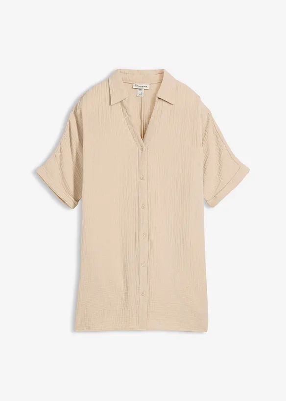 Chemisier long, oversize et doux en gaze de coton, bonprix