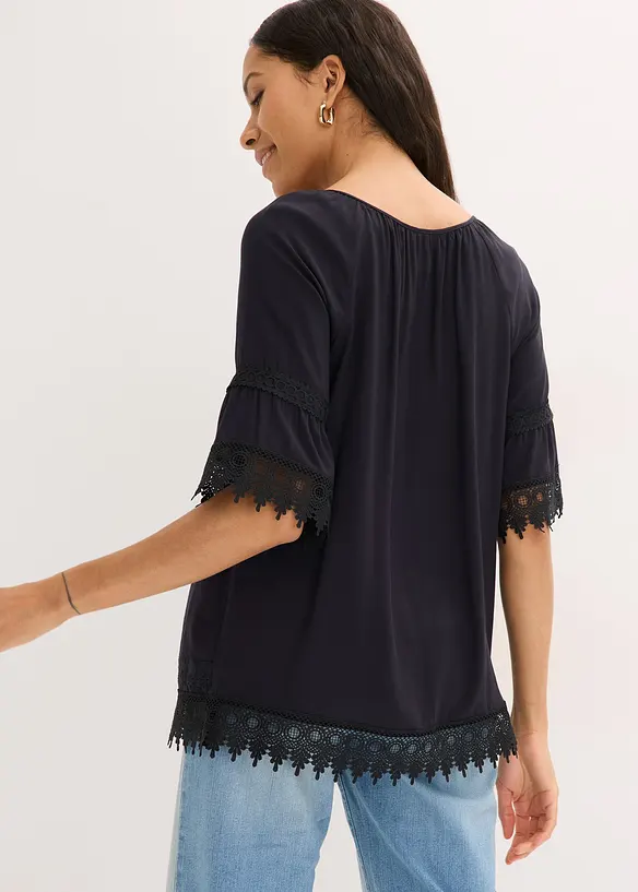 Tunique &agrave; dentelle en viscose douce, bonprix