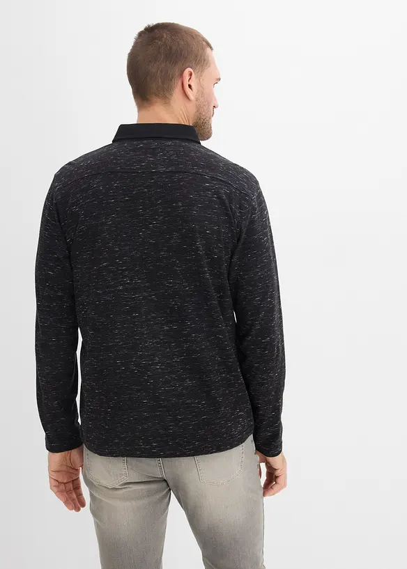 Polo manches longues &agrave; col tiss&eacute;, bonprix