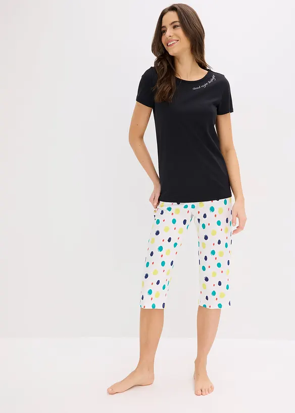Capri Pyjama aus reiner Baumwolle, bonprix