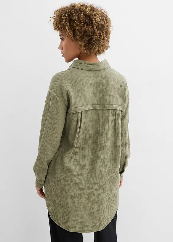 Oversize Musselin-Longbluse, bonprix