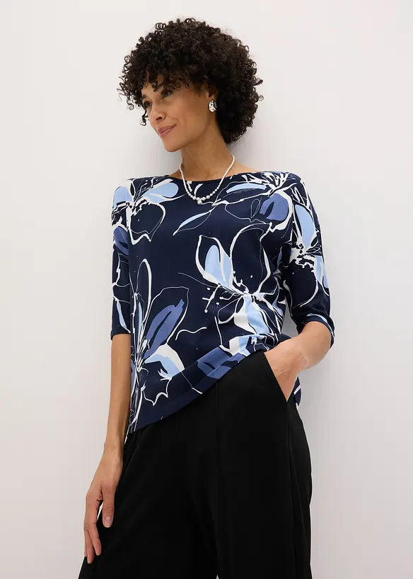 Shirt mit Fledermaus&auml;rmel und floralem Druck, bonprix