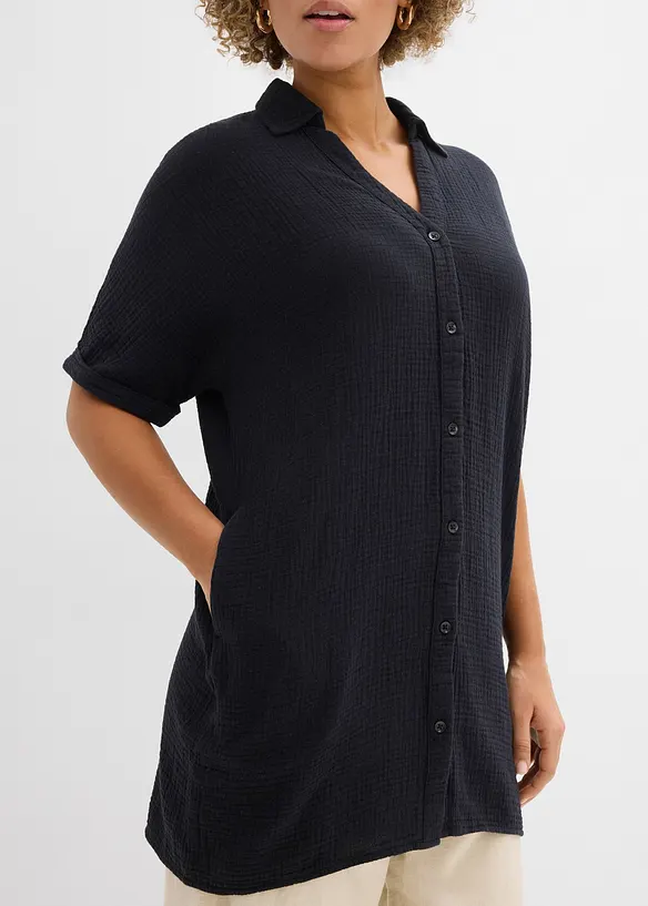 Oversize-Longbluse aus softem Musselin, bonprix