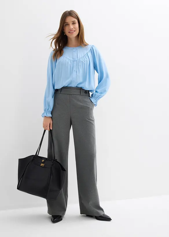 Prairie-Bluse aus flie&szlig;ender Viskose, bonprix