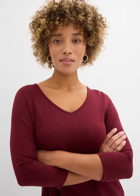 T-shirt long en coton et viscose, bonprix