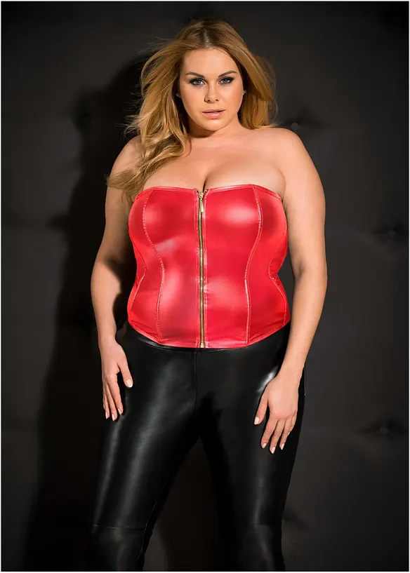 Corsage+String aus Lederimitat (2-tlg.Set), bonprix