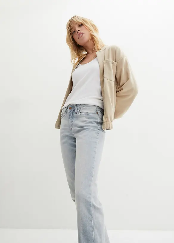 Jean bootcut taille mi-haute, extensible, bonprix