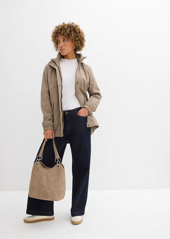 Parka de mi-saison en coton avec capuche imprim&eacute;e, bonprix