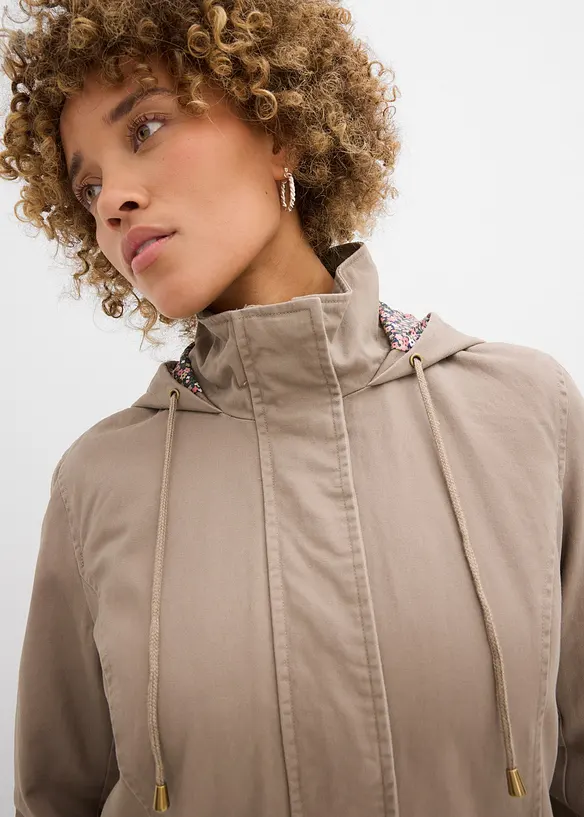 Parka de mi-saison en coton avec capuche imprim&eacute;e, bonprix