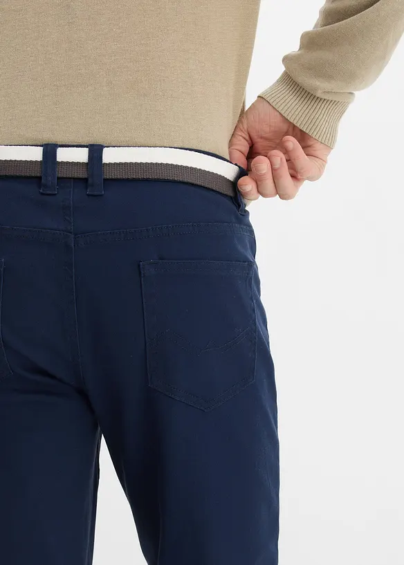 Regular Fit Stretch-Hose mit G&uuml;rtel, Straight, bonprix