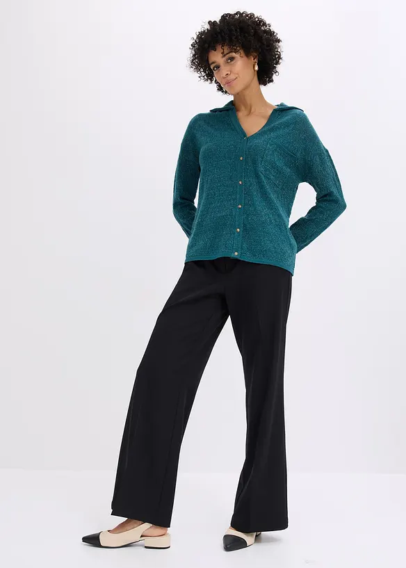 Ajour Strickhemd mit Glitzergarn, bonprix