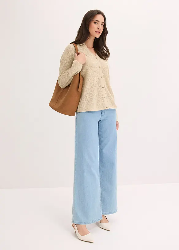 Ajour Strickhemd mit Glitzergarn, bonprix