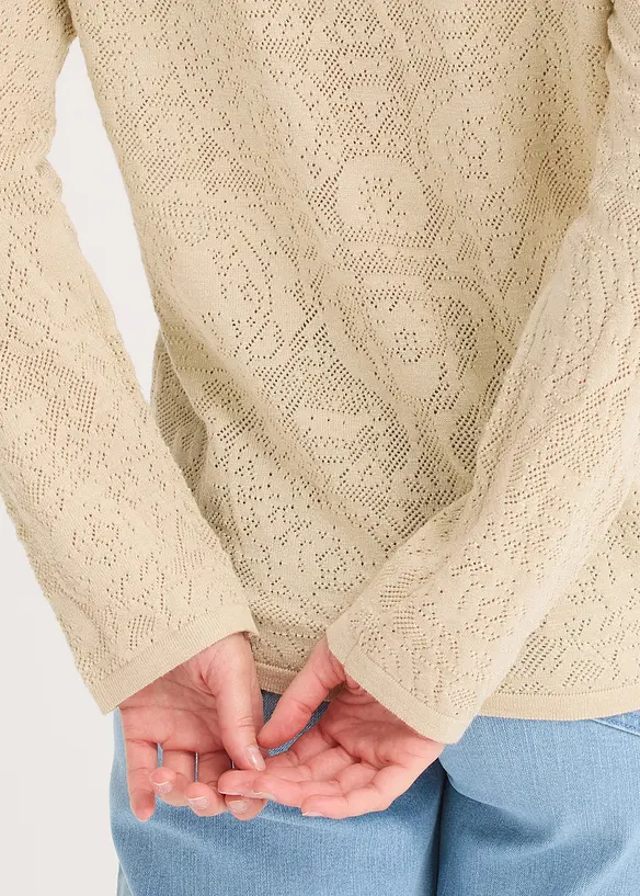 Ajour Strickhemd mit Glitzergarn, bonprix