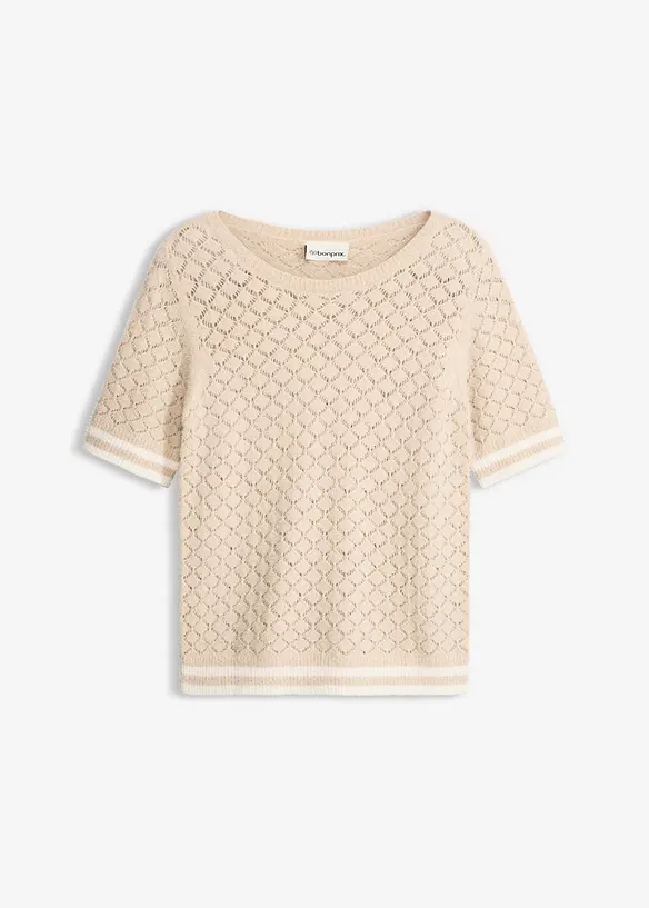 Pull ajour&eacute; en maille poilue, bonprix