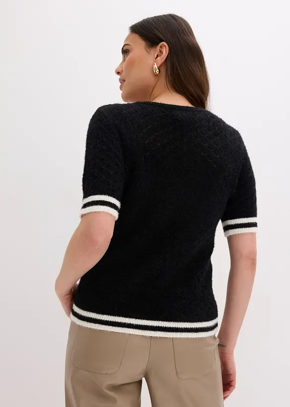 Pull ajour&eacute; en maille poilue, bonprix