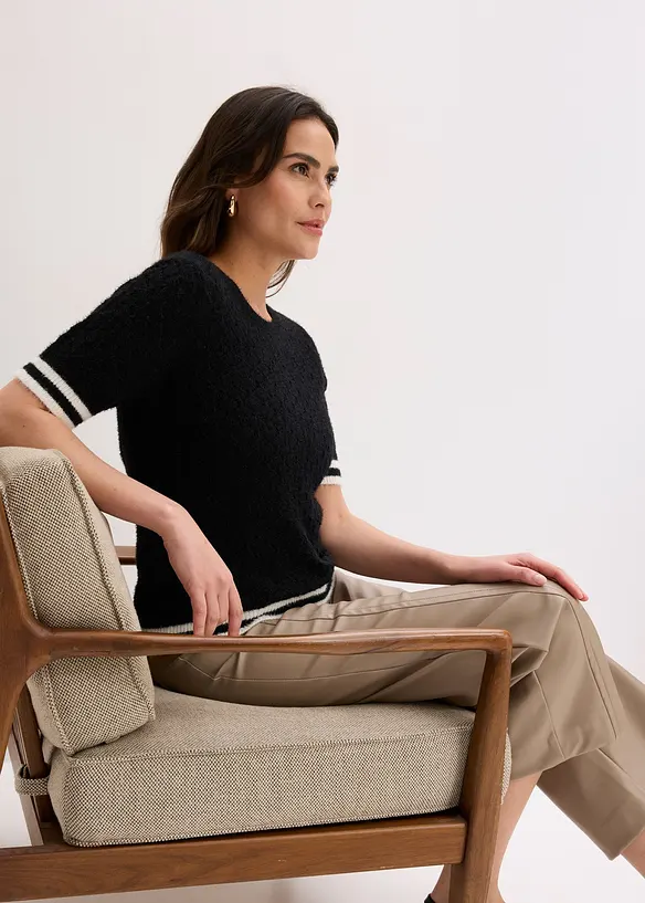 Pull ajour&eacute; en maille poilue, bonprix