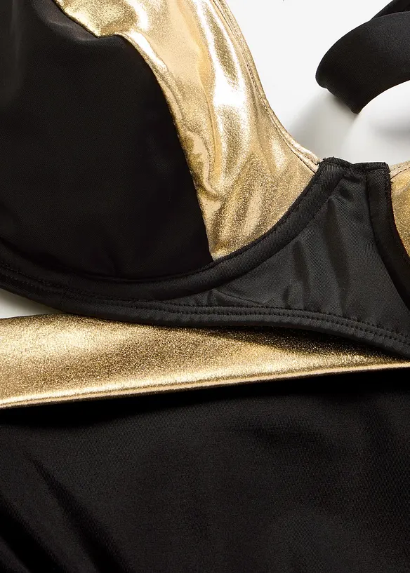 Minimizer-Bikini mit goldfarbenen Eins&auml;tzen (2-tlg.Set), bonprix