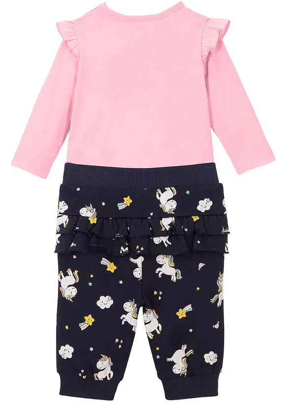 Body manches longues + pantalon sweat b&eacute;b&eacute; (Ens. 2 pces.) coton, bonprix