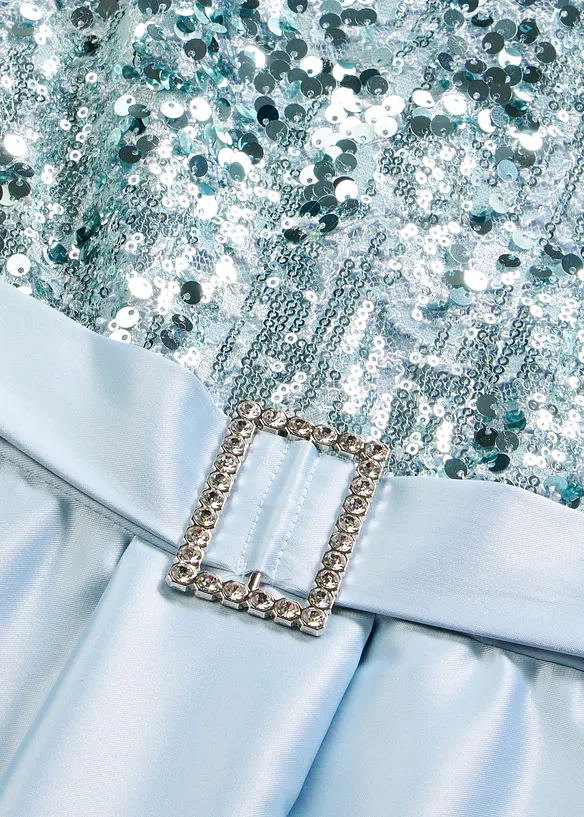 Abendkleid aus gl&auml;nzendem Satin mit Pailletten, bonprix