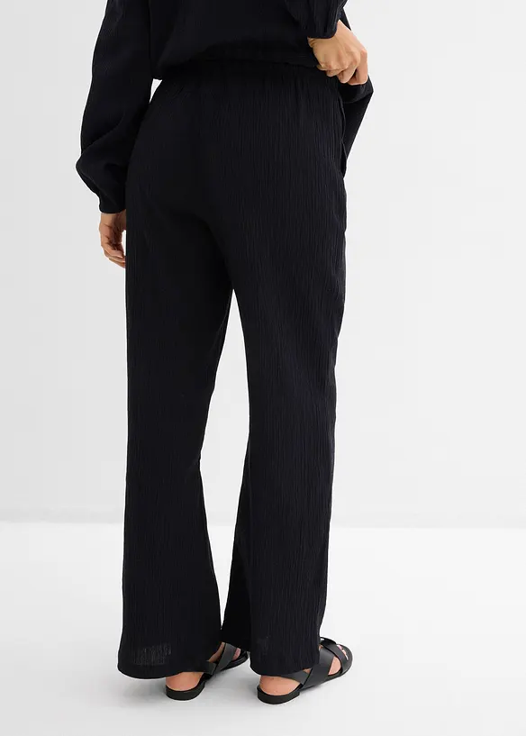 Pantalon large et textur&eacute;, bonprix