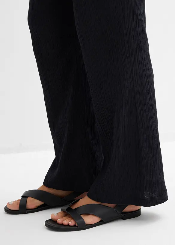 Pantalon large et textur&eacute;, bonprix