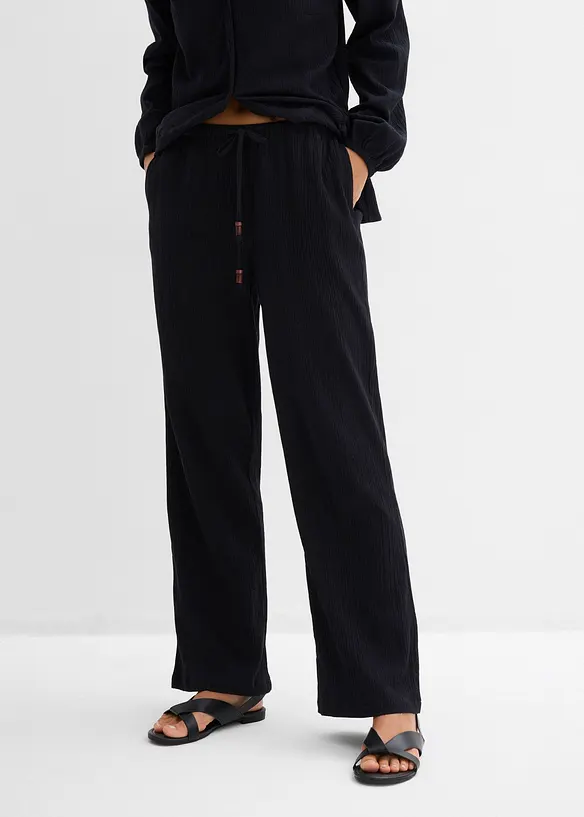 Pantalon large et textur&eacute;, bonprix