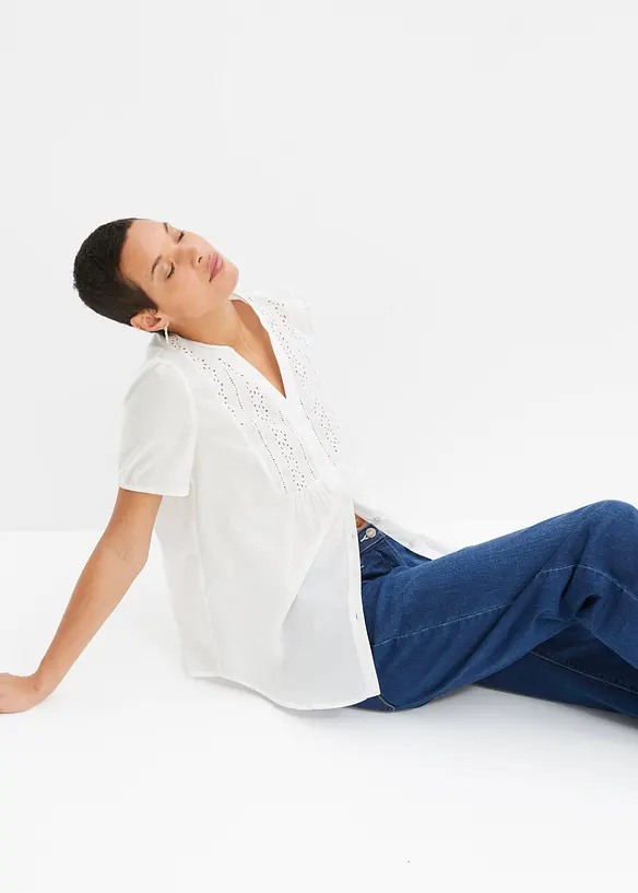 Chemisier &agrave; broderies anglaises, bonprix