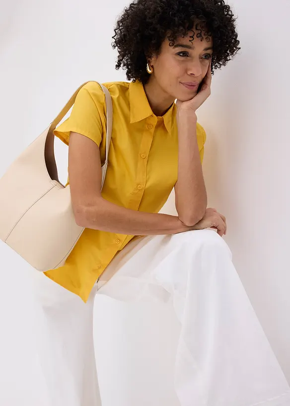 Chemisier manches courtes en popeline, bonprix