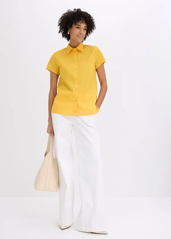 Chemisier manches courtes en popeline, bonprix