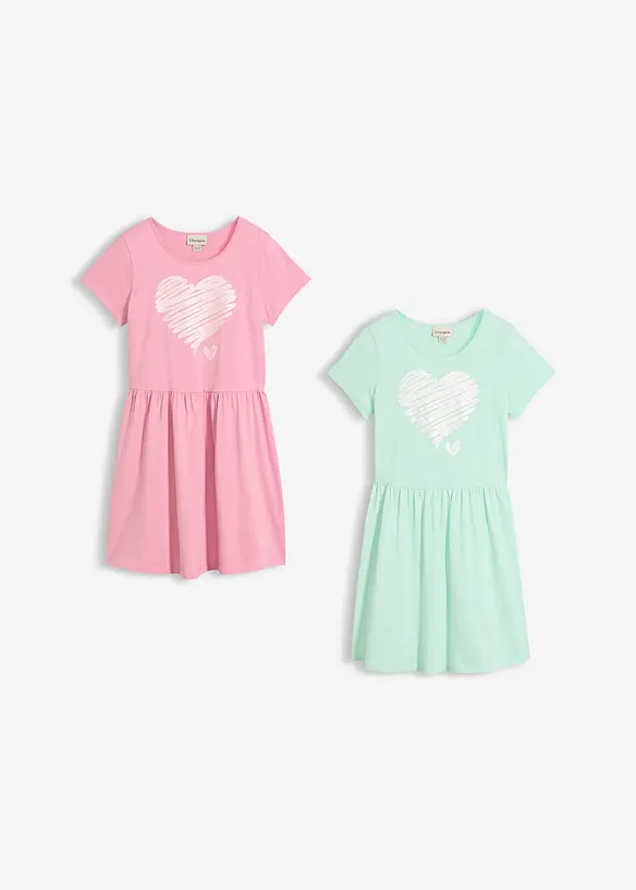 Lot de 2 robes en jersey 100% coton, bonprix