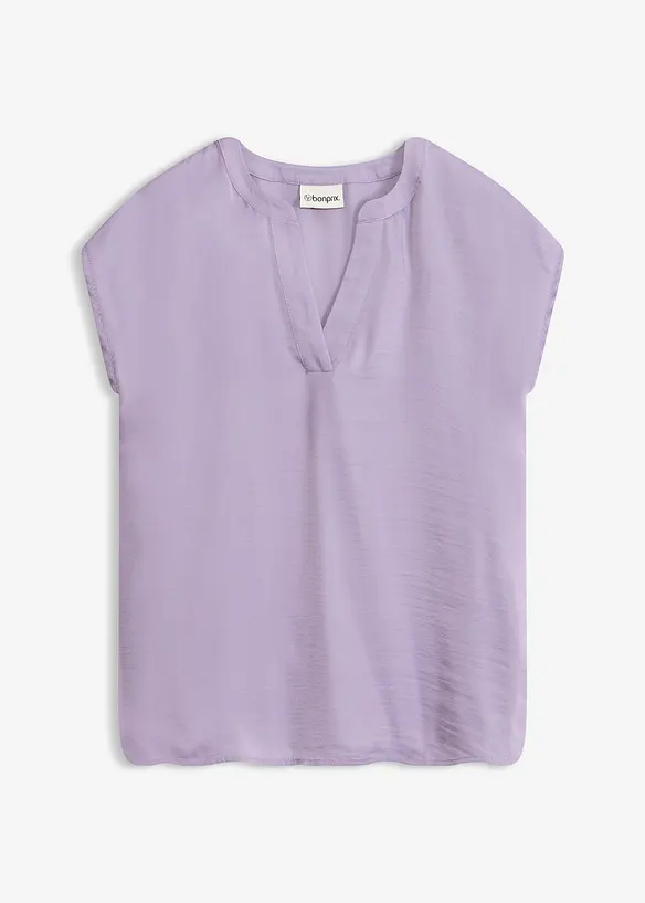 Lockere Satin-Kurzarmtunika mit &uuml;berschnittenen Schultern, bonprix