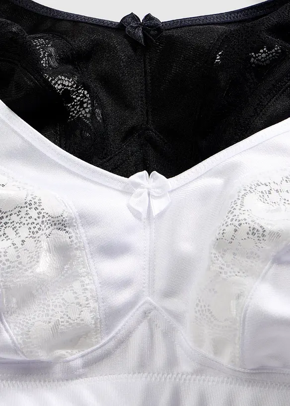 Lot de 2 soutiens-gorge grand maintien sans armatures, bretelles rembourr&eacute;es, bonprix